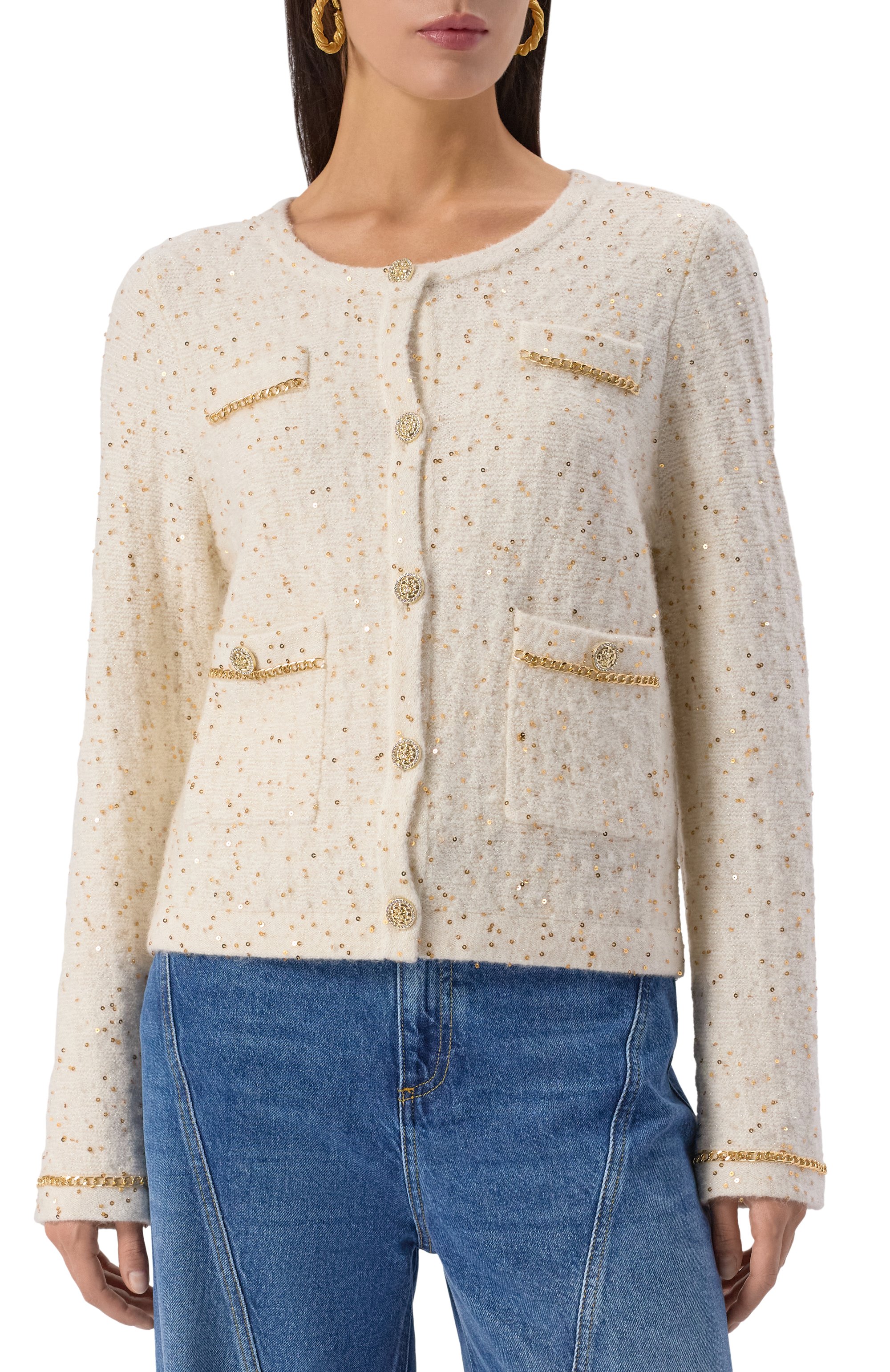 Кардиган с отделкой пайетками OLOLOL, арт. OLKNC024/101/BASE, фото 3