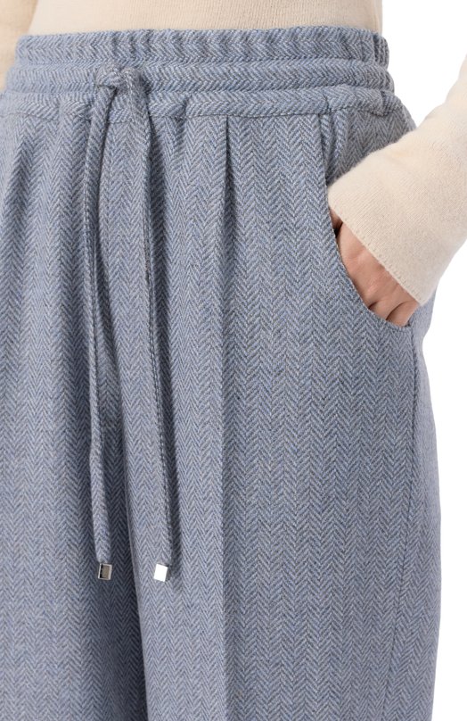 Шерстяные брюки Kiton D48122S0692002 Голубой  D48122S0692002 Фото 5