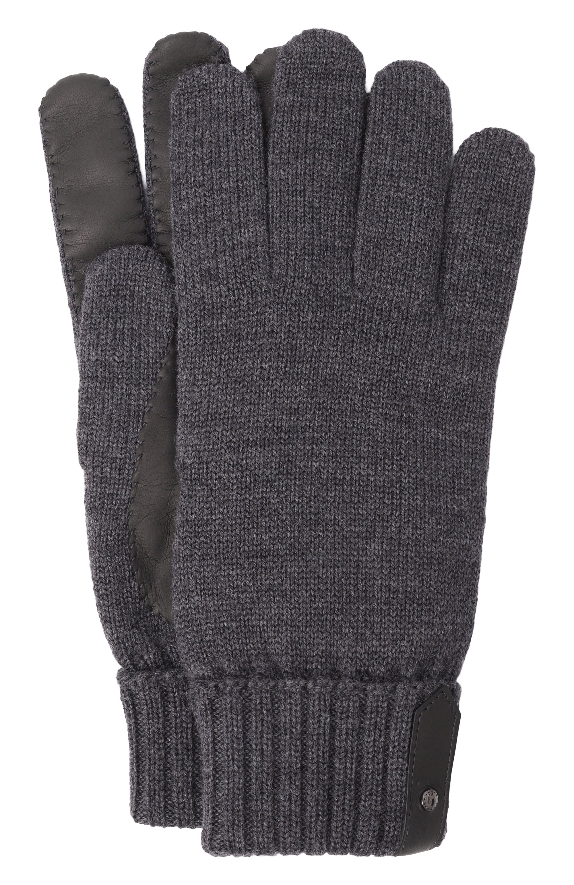 Комбинированные перчатки CANALI темно-серого цвета по цене 49850 руб., арт. GUA01/ZC00049, фото 1 Комбинированные перчатки CANALI, арт. GUA01/ZC00049, фото 1