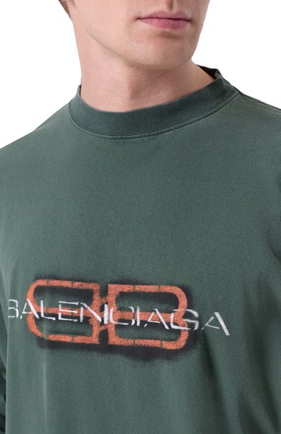 Хлопковый лонгслив BALENCIAGA зеленого цвета по цене 118000 руб., арт. 850404/TTVD6, фото 5 Хлопковый лонгслив BALENCIAGA, арт. 850404/TTVD6, фото 5