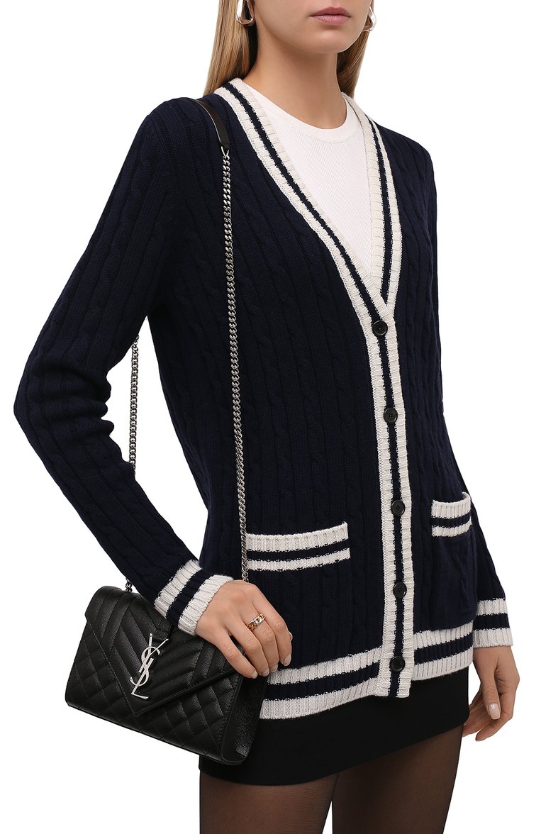 Женская сумка monogram classic small SAINT LAURENT черного цвета, арт. 600195/B0W92 | Фото 2 (Материал: Натуральная кожа; Сумки-технические: Сумки через плечо; Размер: small; Ремень/цепочка: На ремешке; Автоматизация состава: Проставлено; Автоматизация ТО: Проставлено)