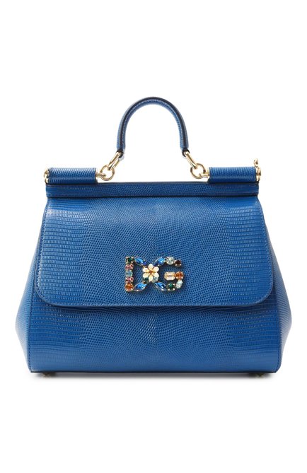Женская сумка sicily medium DOLCE & GABBANA синего цвета, �арт. BB6002/AI742 | Фото 1 (Статус проверки: Проверена категория, Проверено; Размер: medium; Материал: Натуральная кожа; Ремень/цепочка: На ремешке; Сумки-технические: Сумки через плечо, Сумки top-handle)
