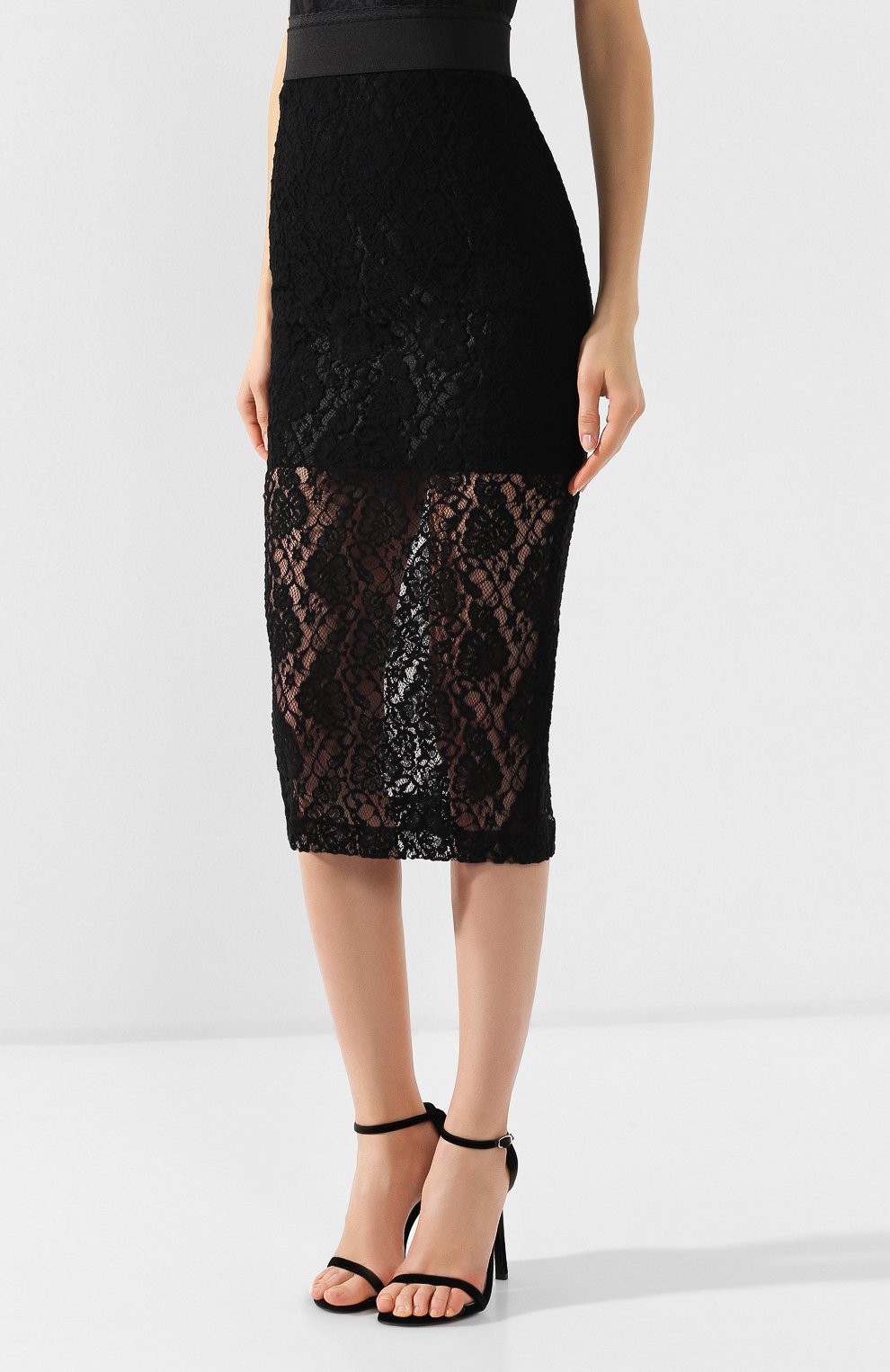 Кружевная юбка DOLCE & GABBANA черного цвета по цене 99500 руб., арт. F4BKET/FLMPS, фото 3 Кружевная юбка DOLCE & GABBANA, арт. F4BKET/FLMPS, фото 3