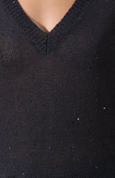 Топ из смеси льна и шелка BRUNELLO CUCINELLI темно-синего цвета по цене 146500 руб., арт. M10552302, фото 5 Топ из смеси льна и шелка BRUNELLO CUCINELLI, арт. M10552302, фото 5