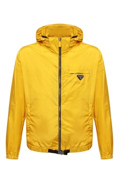 Мужская куртка PRADA желтого цвета, арт. SGB929-1WQ9-F0010-212 | Фото 1 (Кросс-КТ: Куртка, Ветровка; Материал внешний: Синтетический материал; Материал сплава: Проставлено; Нос: Не проставлено; Стили: Спорт-шик; Длина (верхняя одежда): Короткие)