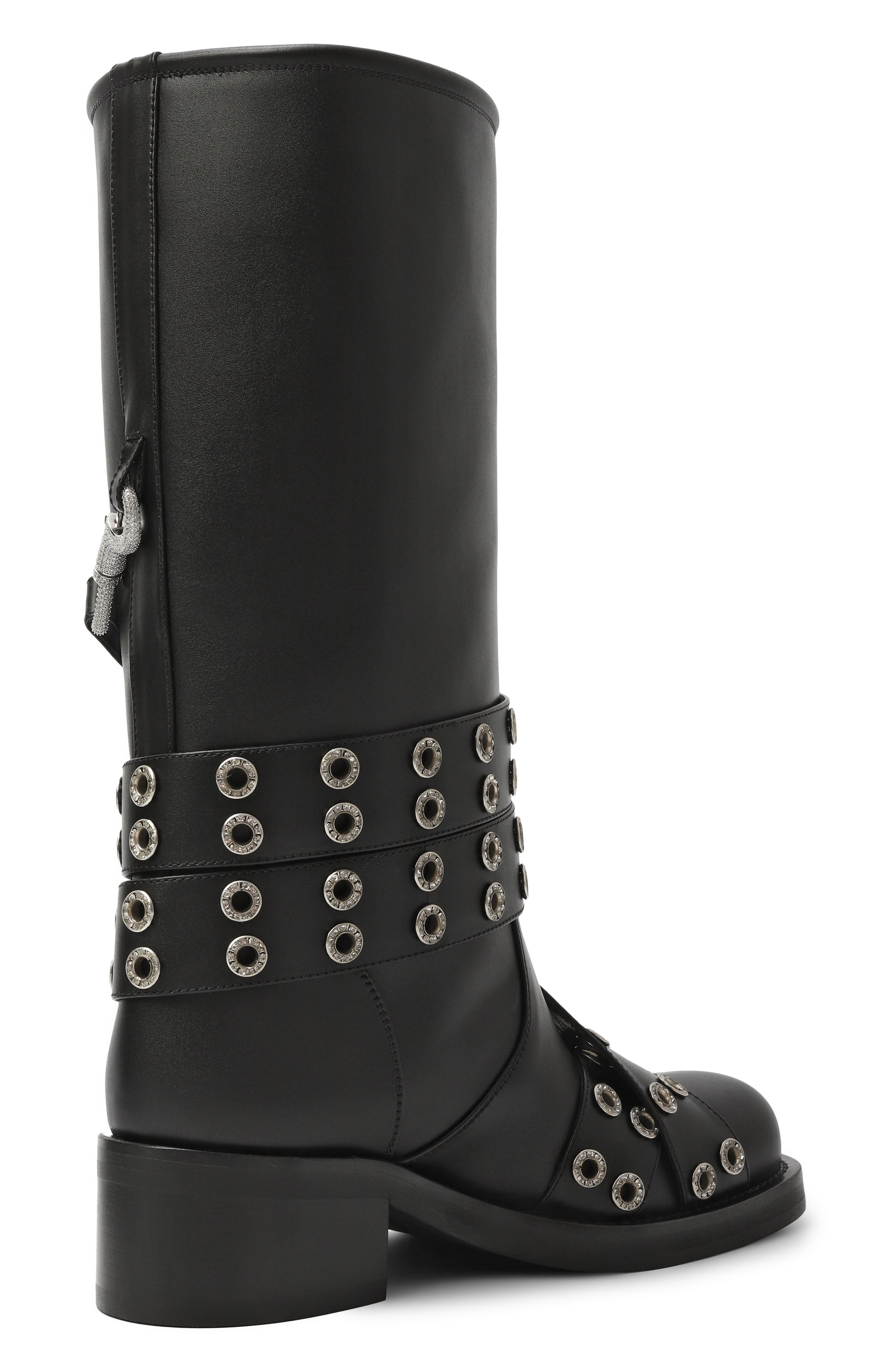 Кожаные сапоги buckle belt 50 MACH & MACH черного цвета по цене 158500 руб., арт. FW25-S0977-50-VCL-BLK, фото 5 Кожаные сапоги buckle belt 50 MACH & MACH, арт. FW25-S0977-50-VCL-BLK, фото 5