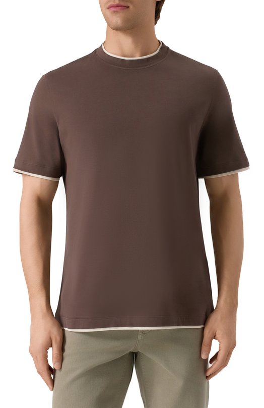 Хлопковая футболка Brunello Cucinelli M0B137427 Коричневый  M0B137427 Фото 3