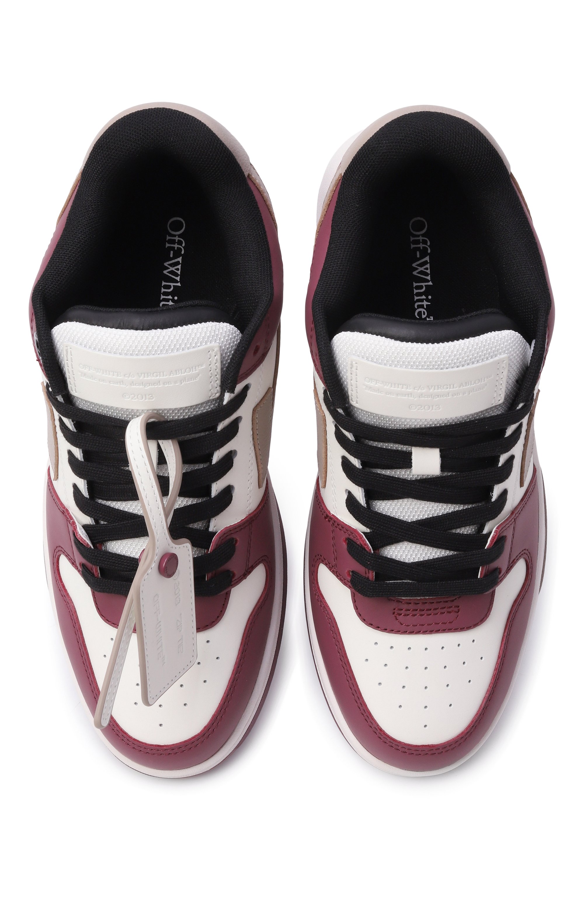 Кожаные кеды out of office OFF-WHITE бордового цвета по цене 73600 руб., арт. 0WIA259F25LEA003, фото 6 Кожаные кеды out of office OFF-WHITE, арт. 0WIA259F25LEA003, фото 6