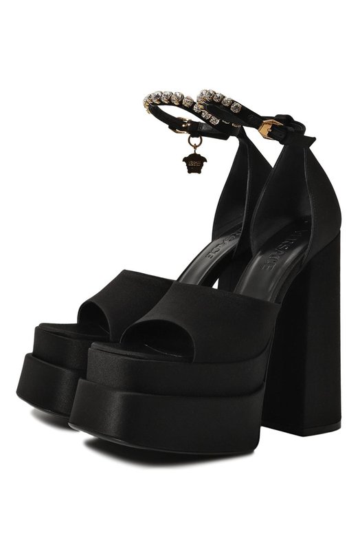 Текстильные босоножки Medusa Aevitas Versace 1007717DRA67 1B00V Чёрный 1007717DRA67 1B00V