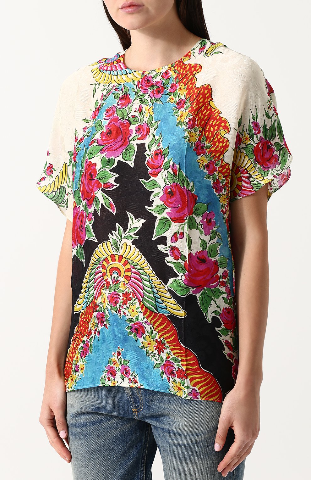 Топ из смеси вискозы и шелка с принтом GUCCI, арт. 498881/ZKP33, фото 3