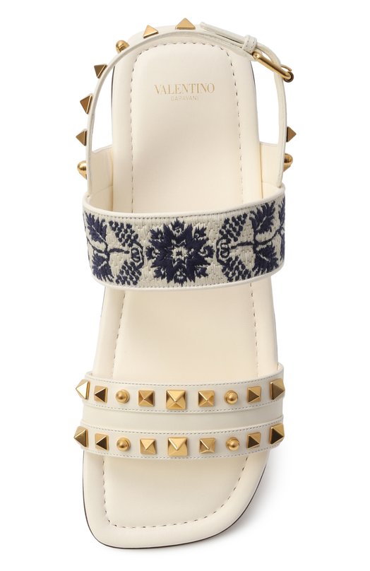 Комбинированные сандалии Rockstud Valentino 6W2S0LP2/CQL Кремовый  6W2S0LP2/CQL Фото 6