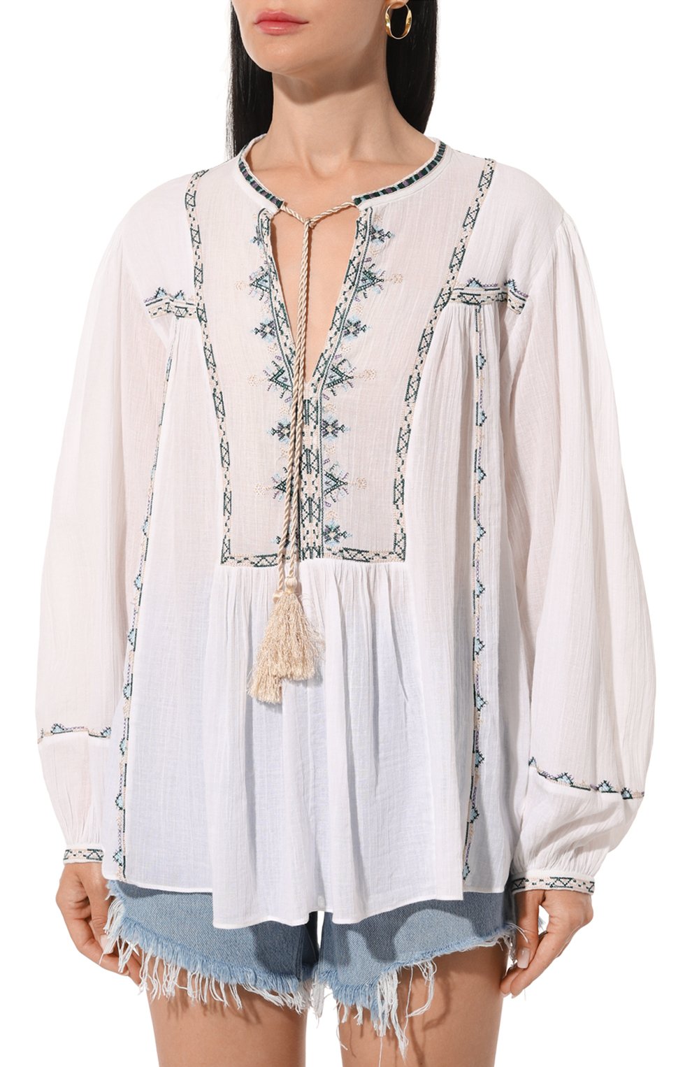 Хлопковая блузка ISABEL MARANT ETOILE, арт. 24PHT0371FA-B1J15E, фото 3