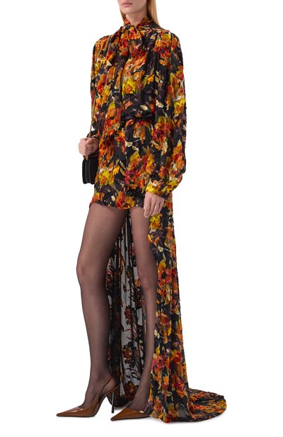 Шелковое платье SAINT LAURENT разноцветного цвета по цене 995000 руб., арт. 840789/Y268T, фото 2 Шелковое платье SAINT LAURENT, арт. 840789/Y268T, фото 2