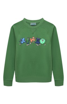 Детский хлопковый свитшот KENZO зеленого цвета, арт. K60327/3-5 | Фото 1 (Рукава: Длинные; Материал сплава: Проставлено; Материал внешний: Хлопок; Драгоценные камни: Проставлено; Мальчики Кросс-КТ: Свитшот-одежда; Ростовка одежда: 4 года | 104 см, 3 года | 98 см, 5 лет | 110 см)