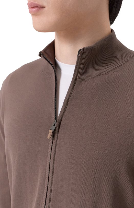 Хлопковый кардиган Canali C0022/MK02459 Коричневый  C0022/MK02459 Фото 5