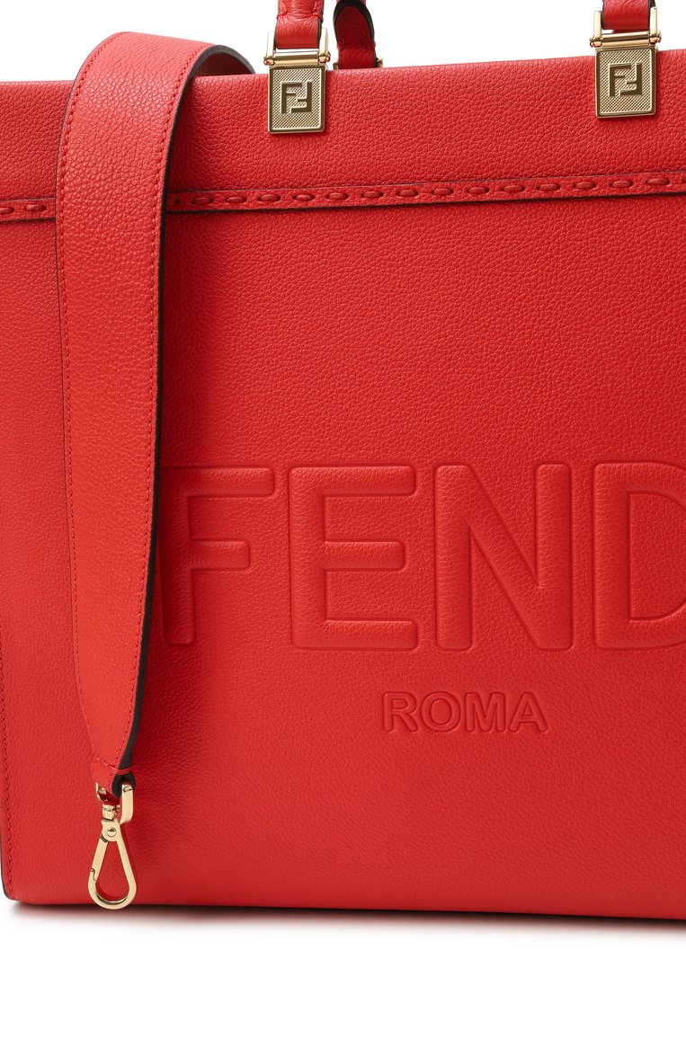 Женская сумка-тоут sunshine medium FENDI красного цвета, арт. 8BH386/AQF5 | Фото 3 (Материал: Натуральная кожа; Размер: medium)