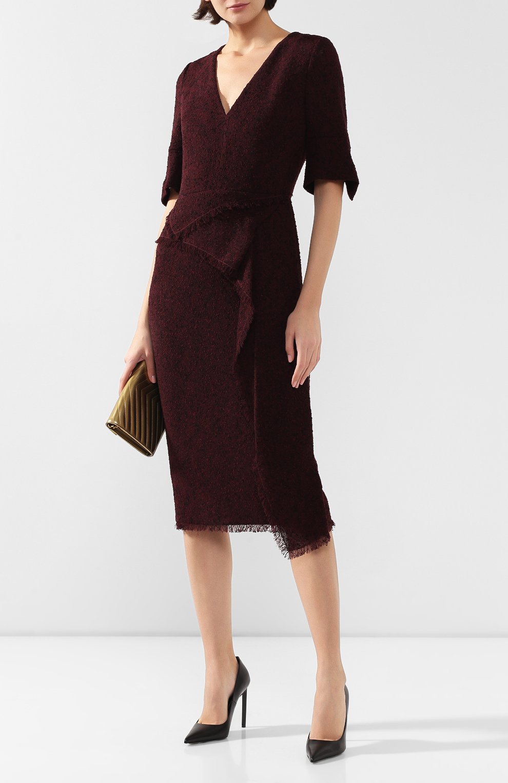 Шерстяное платье ROLAND MOURET бордового цвета по цене 209000 руб., арт. AW19/S0805/F0360, фото 2 Шерстяное платье ROLAND MOURET, арт. AW19/S0805/F0360, фото 2