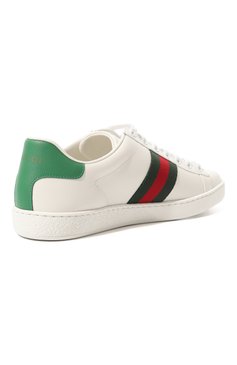 Женские кожаные кеды new ace GUCCI белого цвета, арт. 661663 0FI60 | Фото 5 (Подошва: Платформа; Материал внутренний: Натуральная кожа; Материал сплава: Проставлено; Нос: Не проставлено; Материал утеплителя: Без утеплителя; Драгоценные камни: Проставлено; Стили: Кэжуэл)