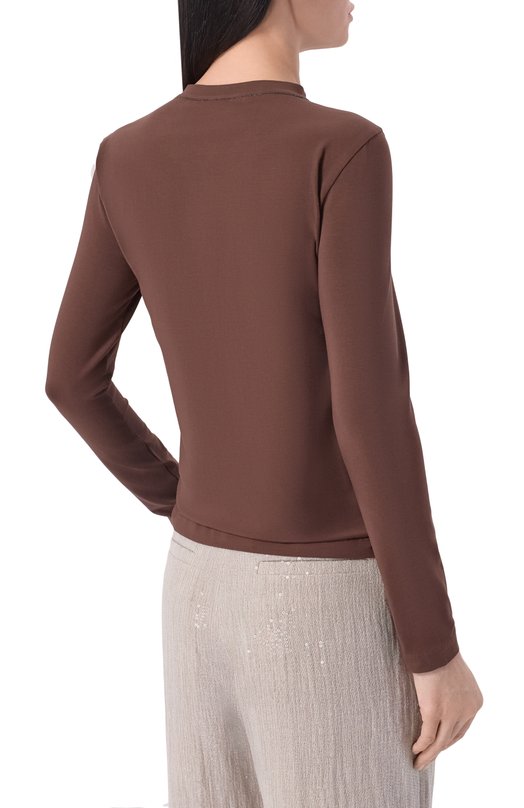 Хлопковый лонгслив Brunello Cucinelli MPT18B0107 Коричневый  MPT18B0107 Фото 4