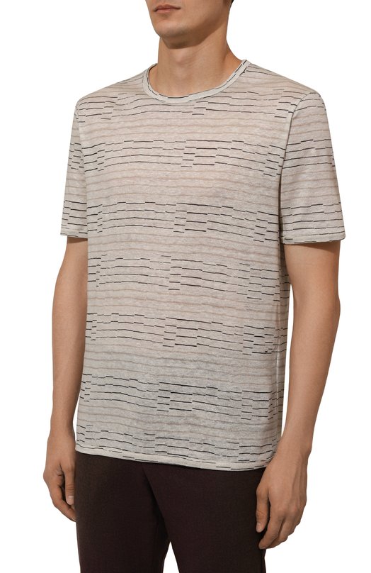 Льняная футболка Giorgio Armani GM000301/TE11562 Бежевый  GM000301/TE11562 Фото 3