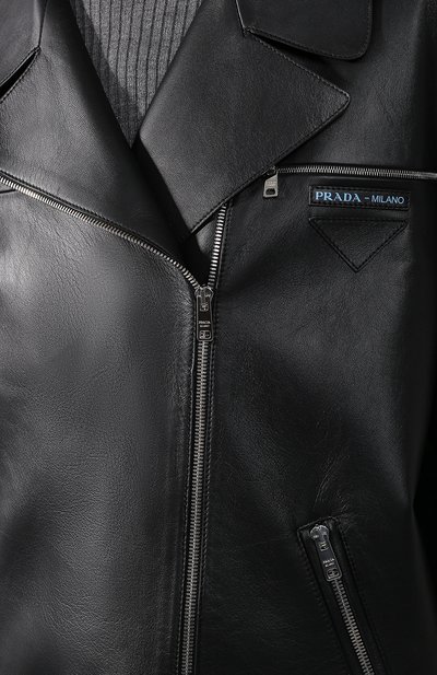 Кожаная куртка с косой молнией PRADA, арт. 58937-FLY-F014B, фото 5