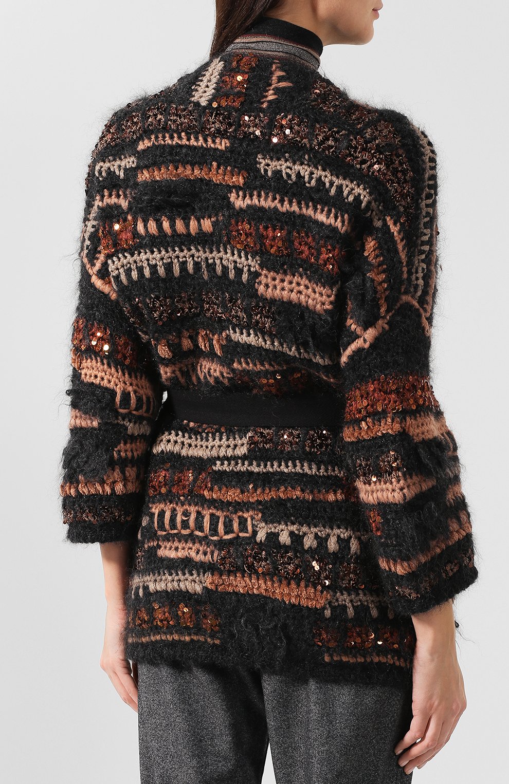 Вязаный кардиган с поясом BRUNELLO CUCINELLI, арт. M8X606106, фото 4