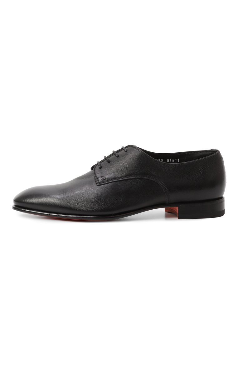 Мужские кожаные дерби SANTONI черного цвета, арт. MCAG19026LA3SGFR | Фото 4 (Материал внешний: Натуральная кожа; Материал сплава: Проставлено; Материал внутренний: Натуральная кожа; Нос: Не проставлено; Стили: Классический)