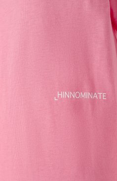 Женская хлопковая футболка HINNOMINATE розового цвета, арт. HMABW01406 | Фото 6 (Материал внешний: Хлопок; Рукава: Короткие; Длина (для топов): Стандартные; Драгоценные камни: Проставлено; Материал сплава: Проставлено; Стили: Спорт-шик; Женское Кросс-КТ: Футболка-одежда; Принт: Без принта)
