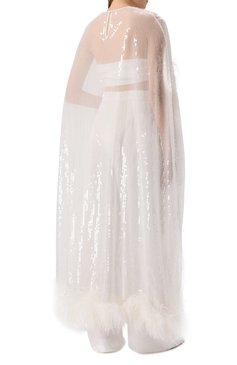 Накидка с отделкой перьями THE NEW ARRIVALS ILKYAZ OZEL, арт. VIVI CAPE IN PURE WHITE, фото 4