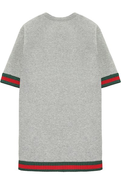 Хлопковое платье свободного кроя с контрастными манжетами и брошью GUCCI, арт. 458332/X5N00, фот о 2