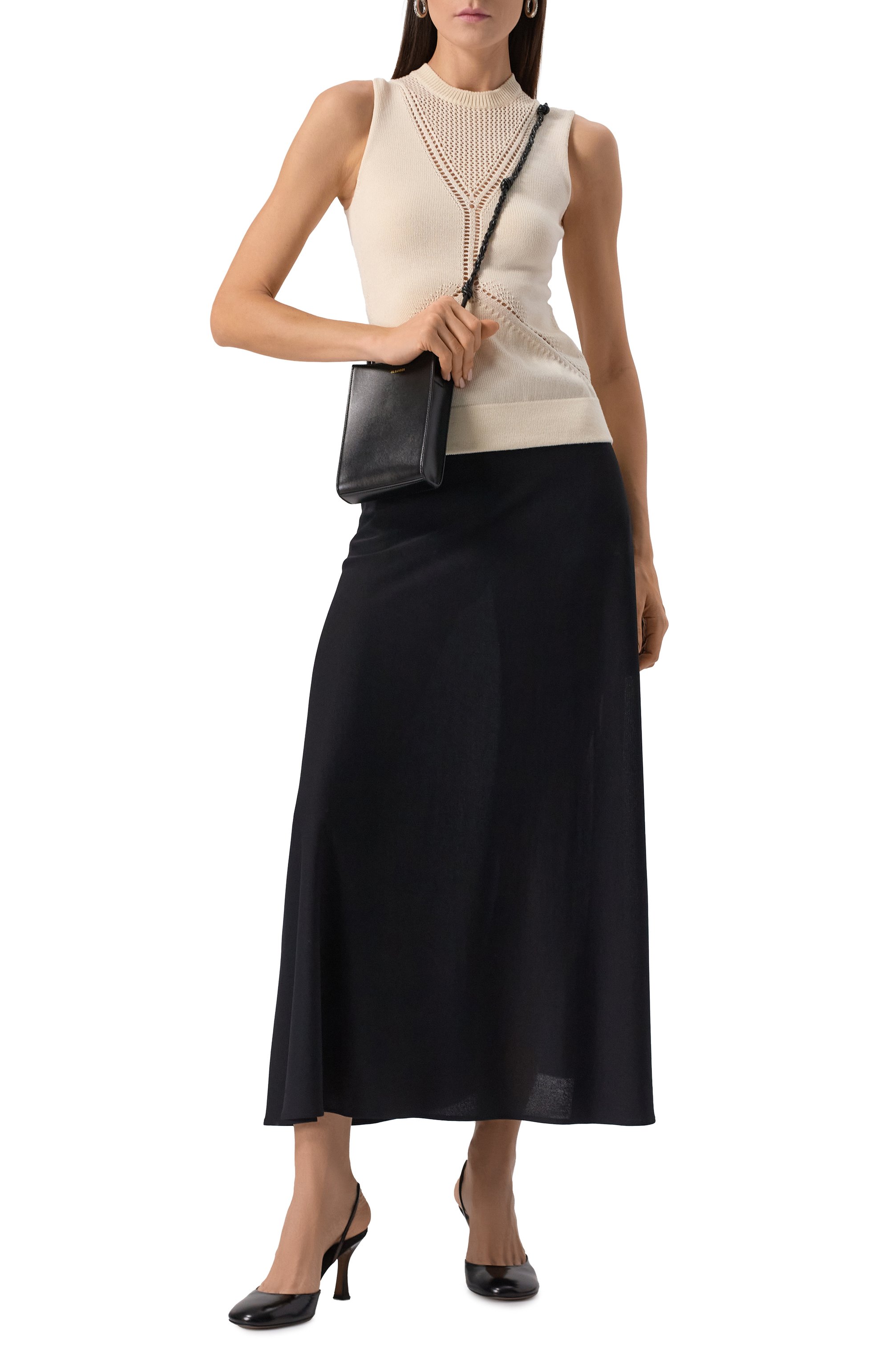 Топ из шерсти и хлопка JIL SANDER кремового цвета по цене 107000 руб., арт. J01NC0139/J14617, фото 2 Топ из шерсти и хлопка JIL SANDER, арт. J01NC0139/J14617, фото 2