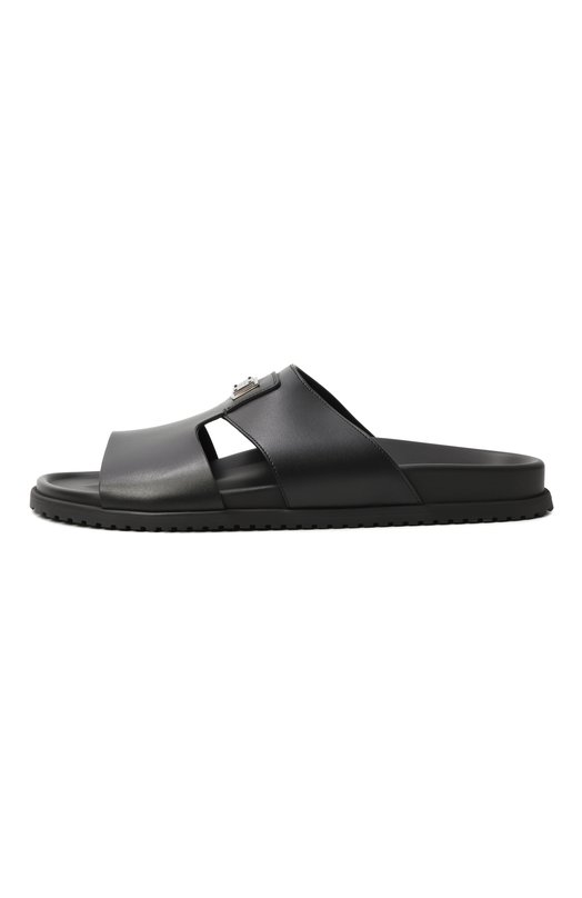 Кожаные шлепанцы Dolce & Gabbana A80506/A9Q67 Чёрный  A80506/A9Q67 Фото 4