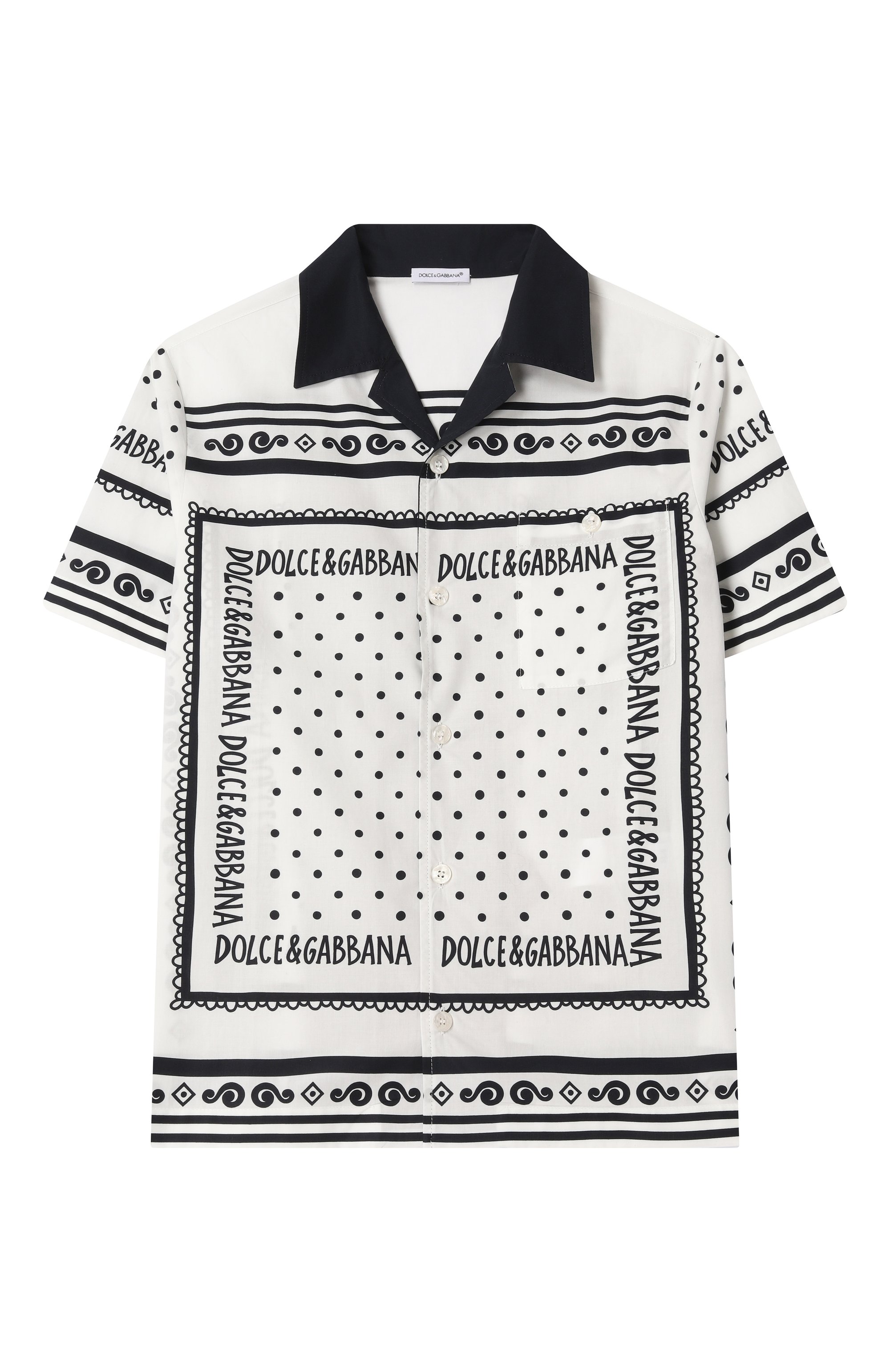 Хлопковая рубашка DOLCE & GABBANA черно-белого цвета по цене 63300 руб., арт. L44S10/FI5KQ/8-14, фото 1 Хлопковая рубашка DOLCE & GABBANA, арт. L44S10/FI5KQ/8-14, фото 1