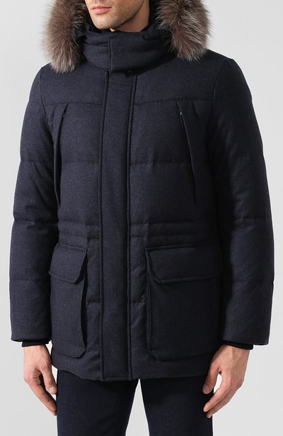 Шерстяной пуховик с меховой отделкой CORNELIANI, арт. 8425J7-9820182/00, фото 3