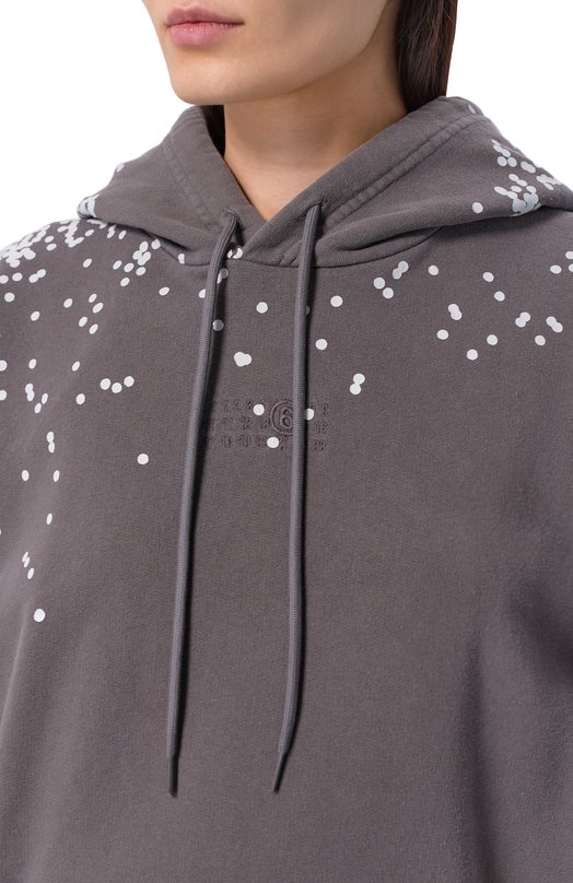 Хлопковое худи MM6 S62GU0141/M25024 Серый  S62GU0141/M25024 Фото 5