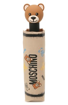 Женский складной зонт MOSCHINO бежевого цвета, арт. 8033-0PENCL0SE | Фото 4 (Материал: Металл, Текстиль, Синтетический материал; Тематический товар: Teddy Bear; Нос: Не проставлено; Материал сплава: Проставлено)