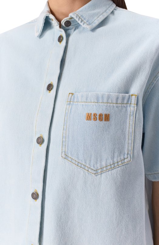 Джинсовая рубашка MSGM 3842MDE230L 257238/257238 Голубой  3842MDE230L 257238/257238 Фото 5