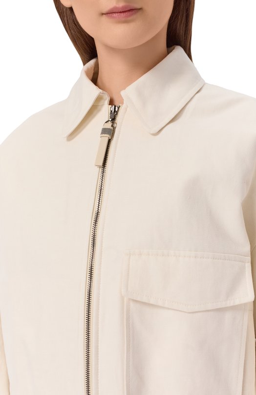 Куртка из хлопка и льна Brunello Cucinelli ML1187662 Кремовый  ML1187662 Фото 5