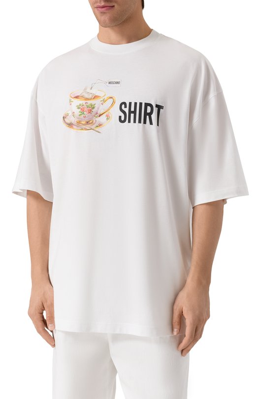Хлопковая футболка Moschino V0706/5241 Белый  V0706/5241 Фото 3