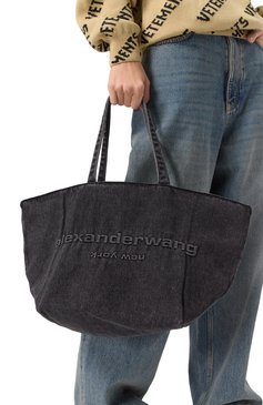Женская сумка-тоут punch medium ALEXANDER WANG темно-серого цвета, арт. 20125T30T | Фото 2 (Материал сплава: Проставлено; Драгоценные камни: Проставлено; Размер: medium; Материал: Текстиль)