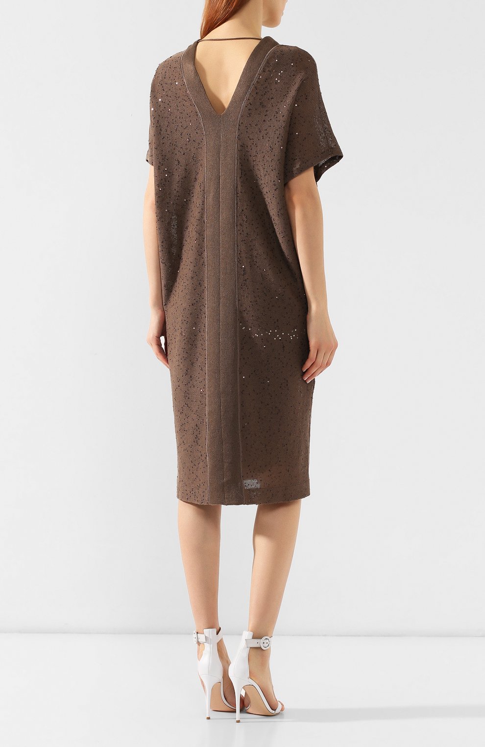 Платье из смеси льна и шелка BRUNELLO CUCINELLI, арт. M10554A92, фото 4