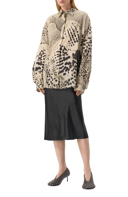 Женская атласная юбка DRIES VAN NOTEN черного цвета, арт. 251-010804-1032 | Фото 2 (Драгоценные камни: Проставлено; Материал сплава: Проставлено; Длина Ж (юбки, платья, шорты): Миди; Материал внешний: Шелк)