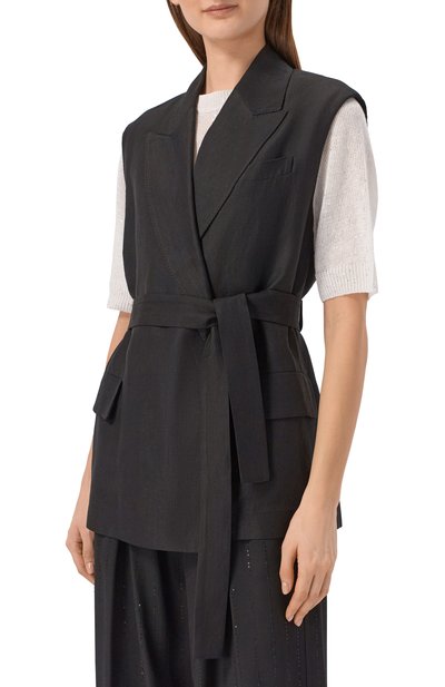 Жилет из вискозы и льна BRUNELLO CUCINELLI, арт. MH1267754, фото 3