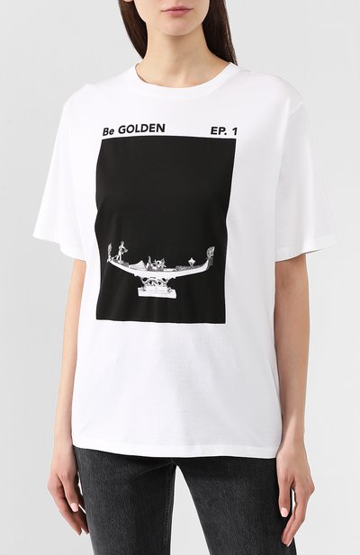 Хлопковая футболка GOLDEN GOOSE DELUXE BRAND белого цвета по цене 14550 руб., арт. G34WP026.F1, фото 3 Хлопковая футболка GOLDEN GOOSE DELUXE BRAND, арт. G34WP026.F1, фото 3