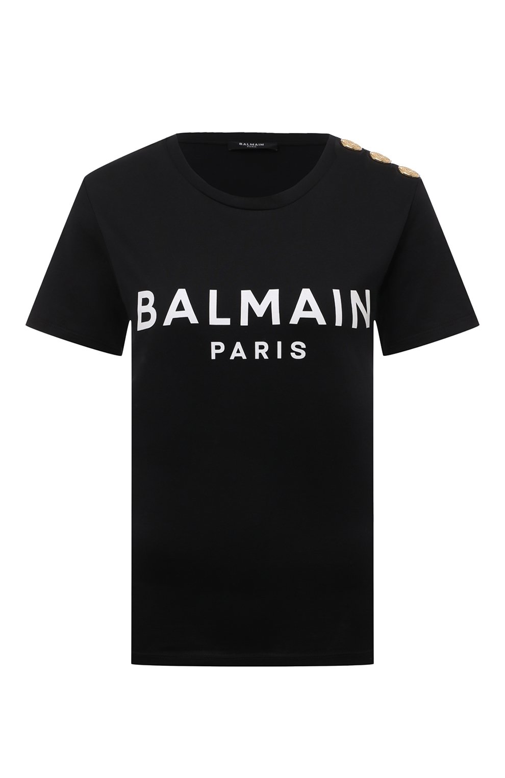 Хлопковая футболка BALMAIN черного цвета по цене 42750 руб., арт. AF1EF005/BB02, фото 1 Хлопковая футболка BALMAIN, арт. AF1EF005/BB02, фото 1