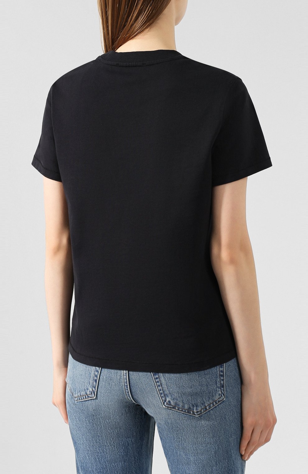 Хлопковая футболка HELMUT LANG черного цвета по цене 33100 руб., арт. J09DW501, фото 4 Хлопковая футболка HELMUT LANG, арт. J09DW501, фото 4