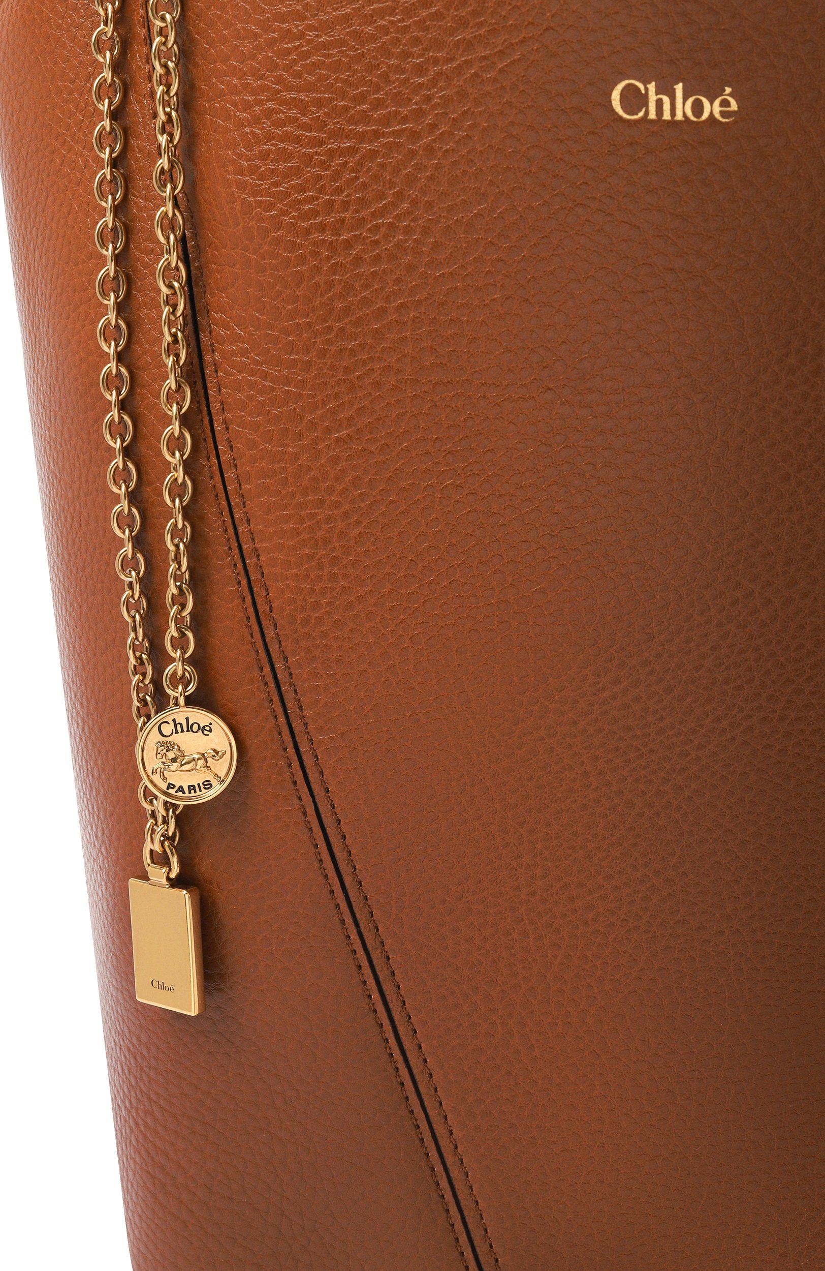 Сумка-тоут chloé spin CHLOÉ коричневого цвета по цене 207500 руб., арт. CHC25SS811N84, фото 6 Сумка-тоут chloé spin CHLOÉ, арт. CHC25SS811N84, фото 6