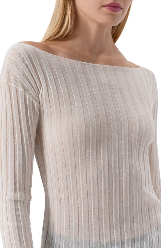 Хлопковый пуловер Isabel Benenato DK140S26 Кремовый  DK140S26 Фото 5