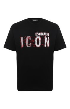 Мужская хлопковая футболка icon DSQUARED2 черного цвета, арт. S79GC0083/S23009 | Фото 1 (Рукава: Короткие; Длина (для топов): Стандартные; Принт: С принтом; Материал сплава: Проставлено; Материал внешний: Хлопок; Стили: Спорт-шик; Драгоценные камни: Проставлено)