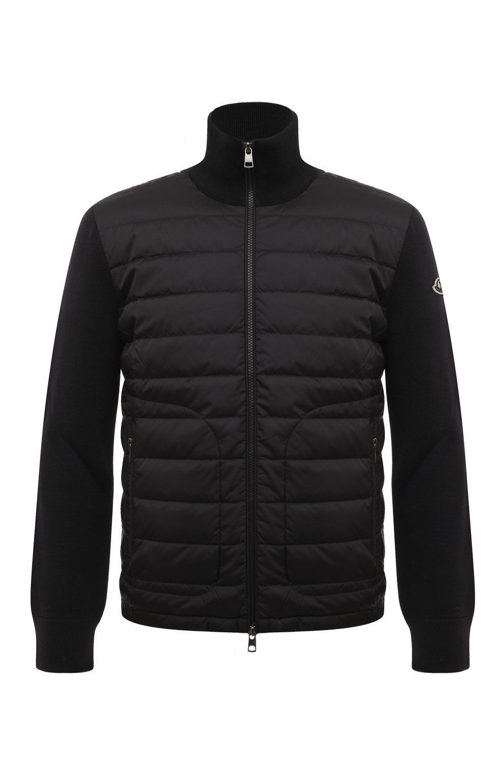 Комбинированный кардиган MONCLER черного цвета по цене 69950 руб., арт. 9B507-00-A9341, фото 1 Комбинированный кардиган MONCLER, арт. 9B507-00-A9341, фото 1